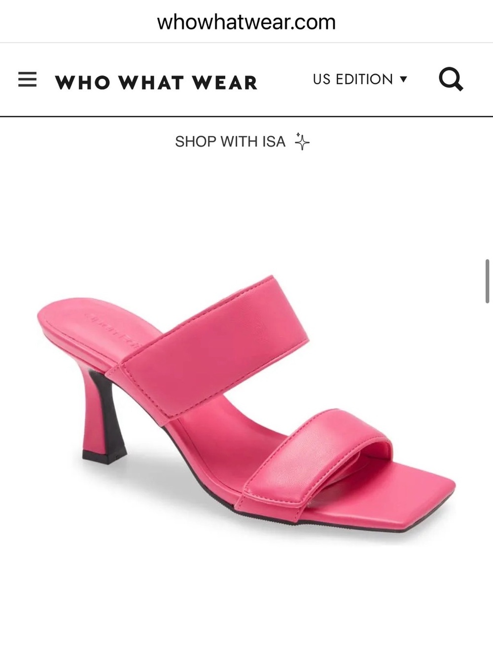 Open Edit Pink Double-Strap Slide Sandals
